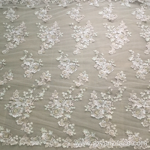 Luxury Beaded Handwork Flower Bridal Fabric